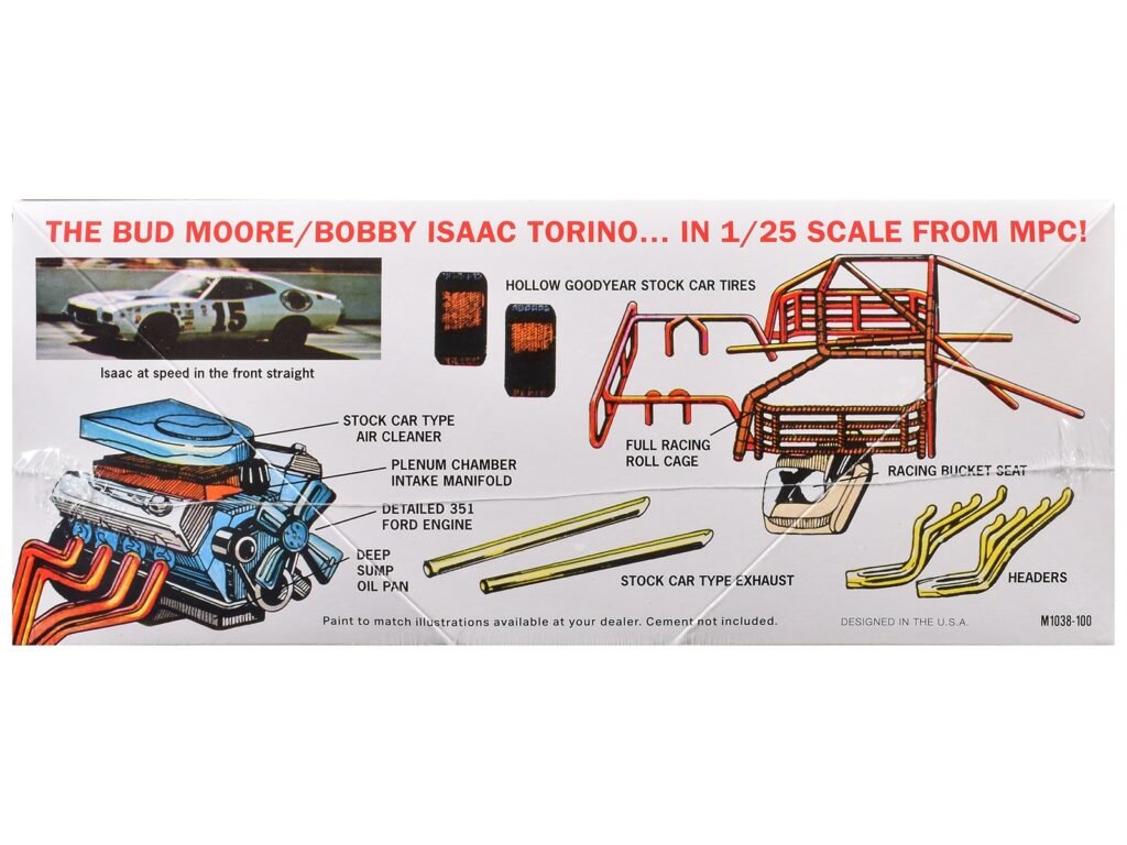 Skill 2 Model Kit 1972 Ford Torino Stock Car “Bobby Isaac” 1/25 Scale Model by MPC