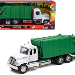 Freightliner 114SD Garbage Truck White and Green "Long Haul Trucker" Series 1/32 Diecast Model by New Ray