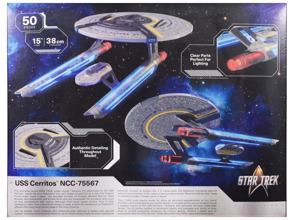 Skill 2 Model Kit USS Cerritos NCC-75567 Spacecraft “Star Trek: Lower Decks” (2020-2024) TV Series 1/1400 Scale Model by Polar Lights