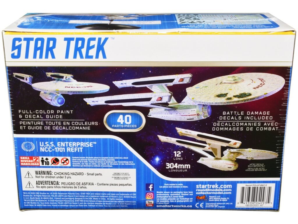 Skill 2 Snap Model Kit U.S.S. Enterprise NCC-1701 Refit Spaceship “Star Trek II: The Wrath of Khan” (1982) Movie 1/1000 Scale Model by Polar Lights