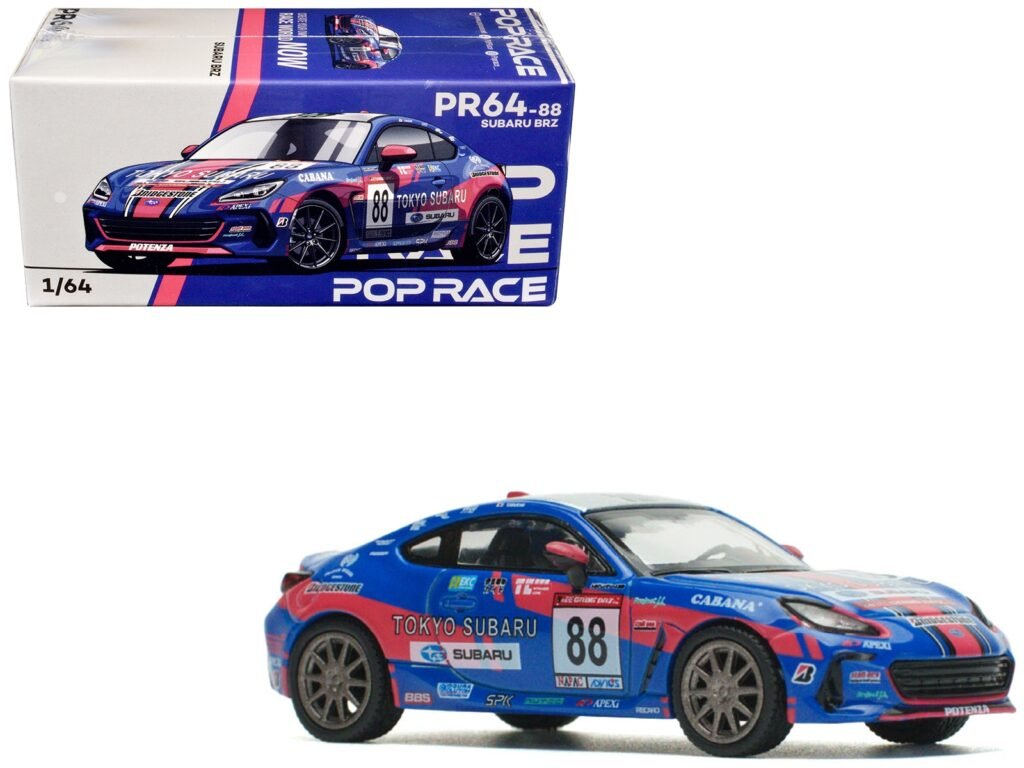 Subaru BRZ #88 Blue with Graphics “Tokyo Subaru Racing” 1/64 Diecast Model Car by Pop Race