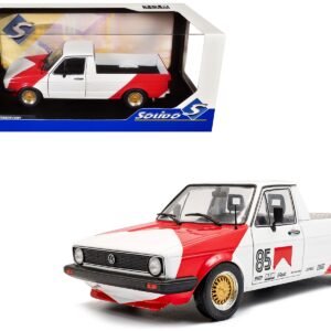 1983 Volkswagen Caddy MK 1 Pickup Truck "Red Cowboy Racing Tribute" White and Red 1/18 Diecast Model Car by Solido