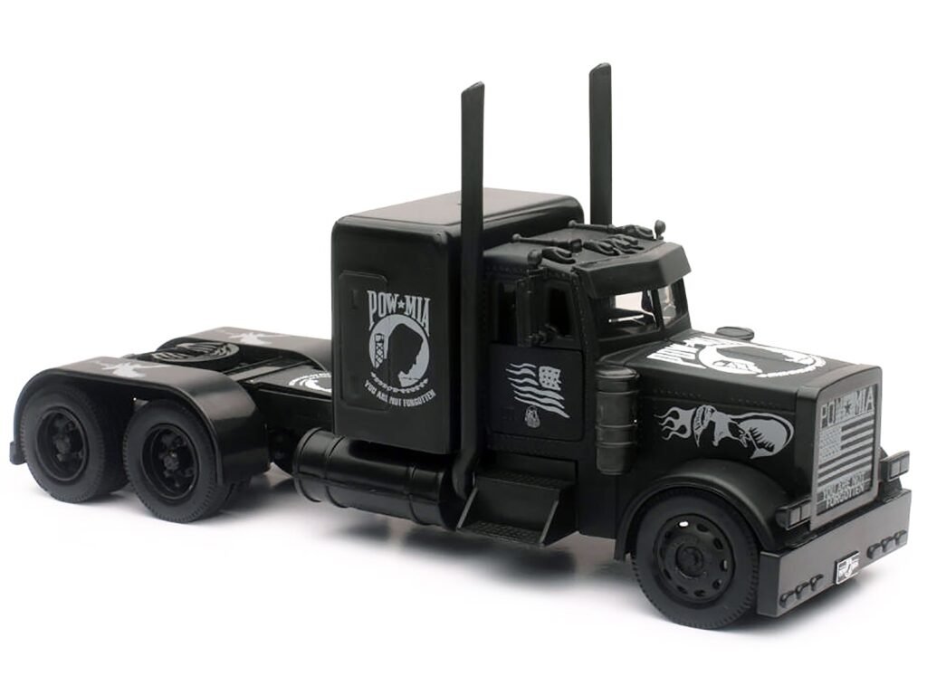 Peterbilt Custom Truck Black Out “POW-MIA You Are Not Forgotten” 1/32 Diecast Model by New Ray