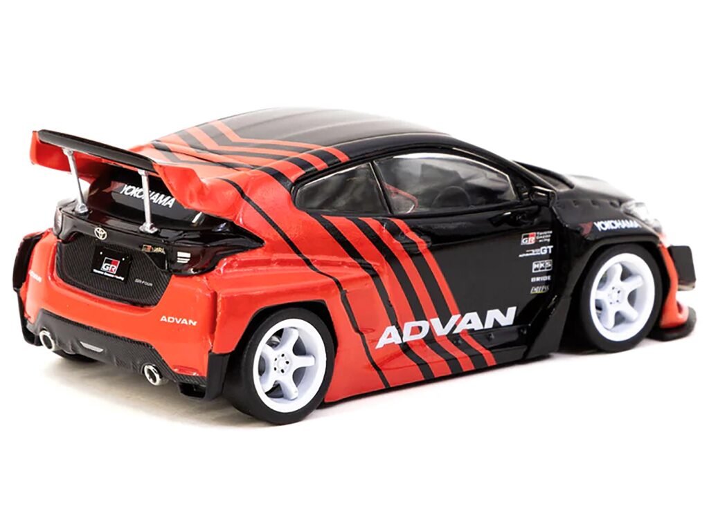 Toyota “Pandem” Yaris RHD (Right Hand Drive) Black and Red “ADVAN” Livery “Hobby43” Series 1/43 Diecast Model Car by Tarmac Works